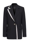 Blazer monopetto in satin a contrasto - 1