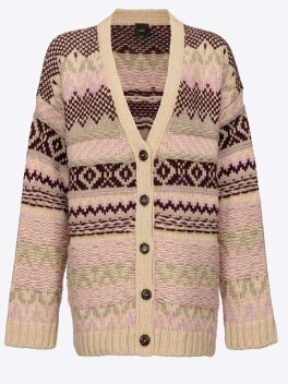 Cardigan jacquard in misto alpaca