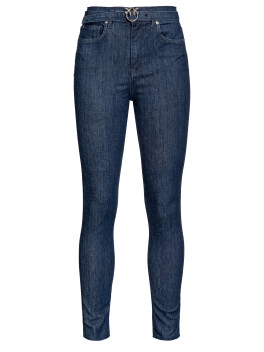 Power stretch skinny jeans with belt