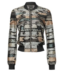 Bomber in tulle ricamo paillettes