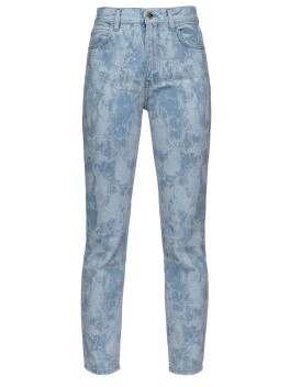 Jeans slim fit in denim effetto marmo con strass