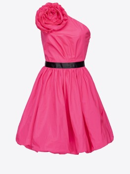 Mini dress monospalla con rosa