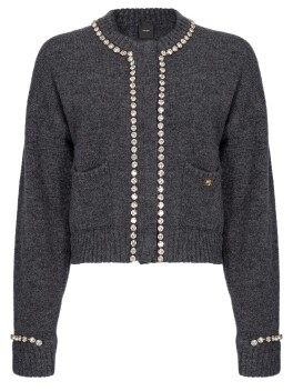 Cardigan in lana con strass