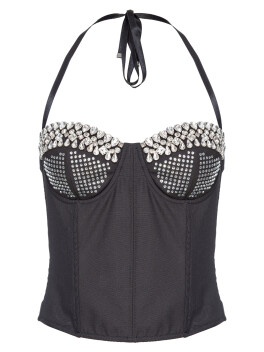 Top bustier con strass