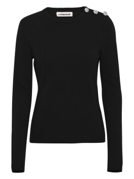 Cashmere sweater with jewel buttons on the shoulder